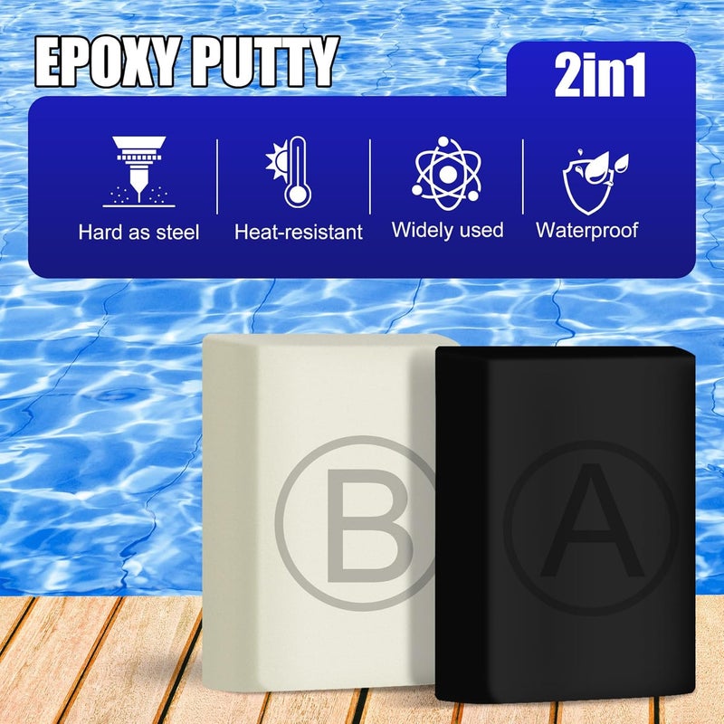 Fuchoi Epoxy Putty - 10oz / 280g Epoxy Sculpt Clay to Fix Leaks, Model, Fill Cracks - Fast Repair Pool Putty for Metal, Plastic, Wood, Tile, Ceramics, Mega Adhesion and Waterproof (Black) - Image 2